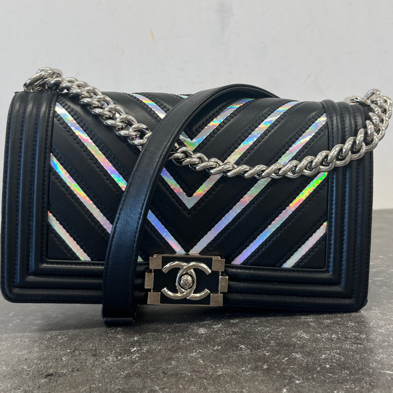 Women's Boy Chevron Lambskin Holographic Handbag Black