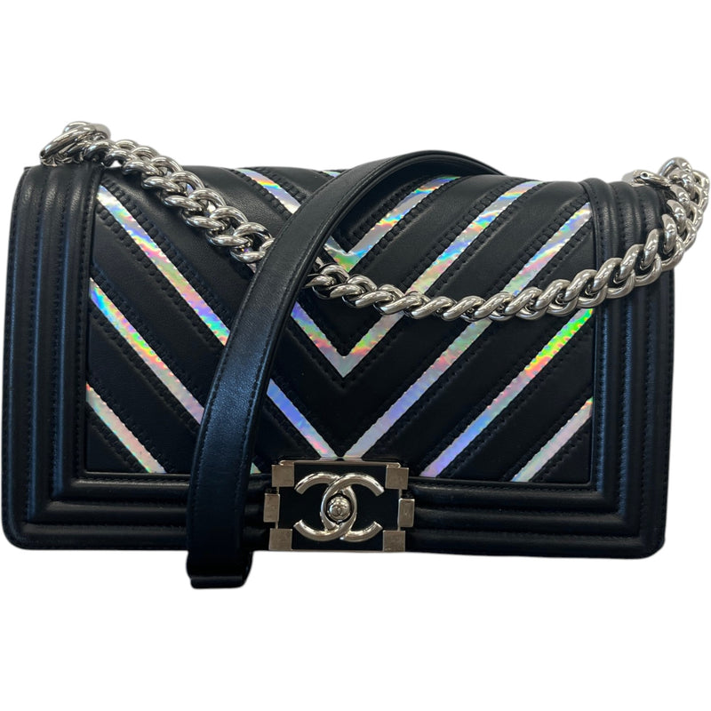 Women's Boy Chevron Lambskin Holographic Handbag Black