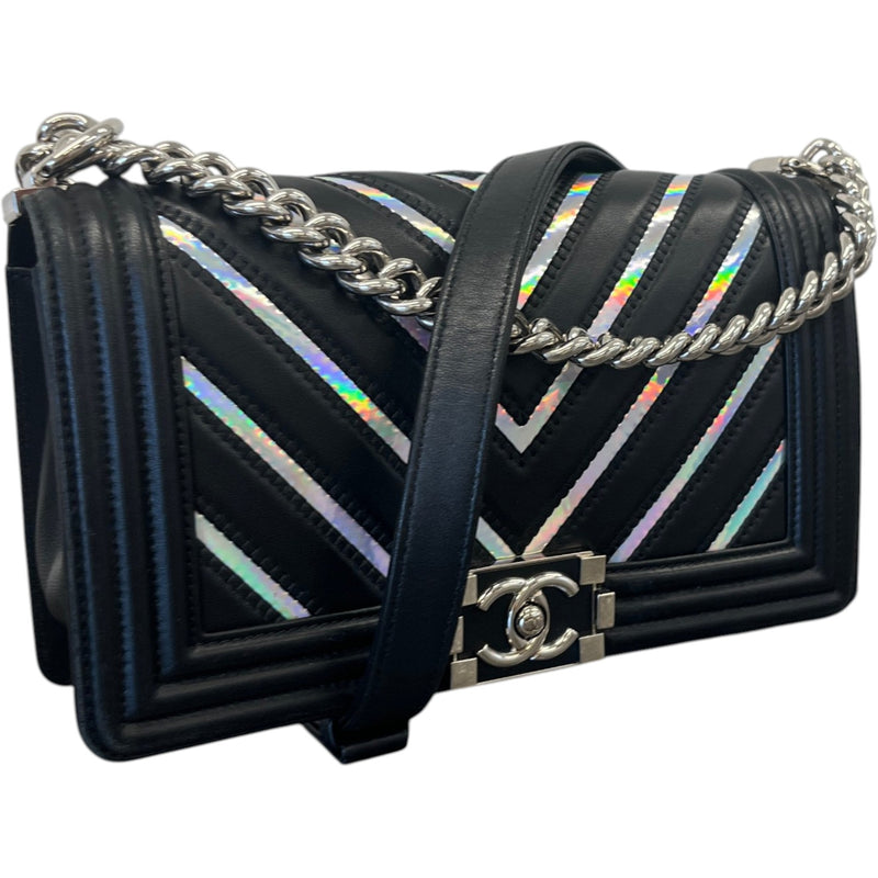 Women's Boy Chevron Lambskin Holographic Handbag Black