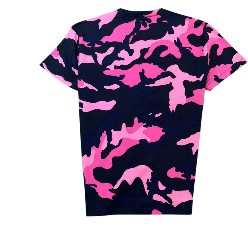 Men's Camouflage Print T-Shirt Pink Size L
