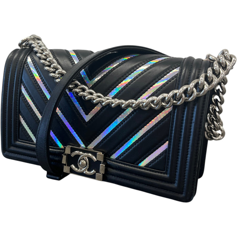 Women's Boy Chevron Lambskin Holographic Handbag Black