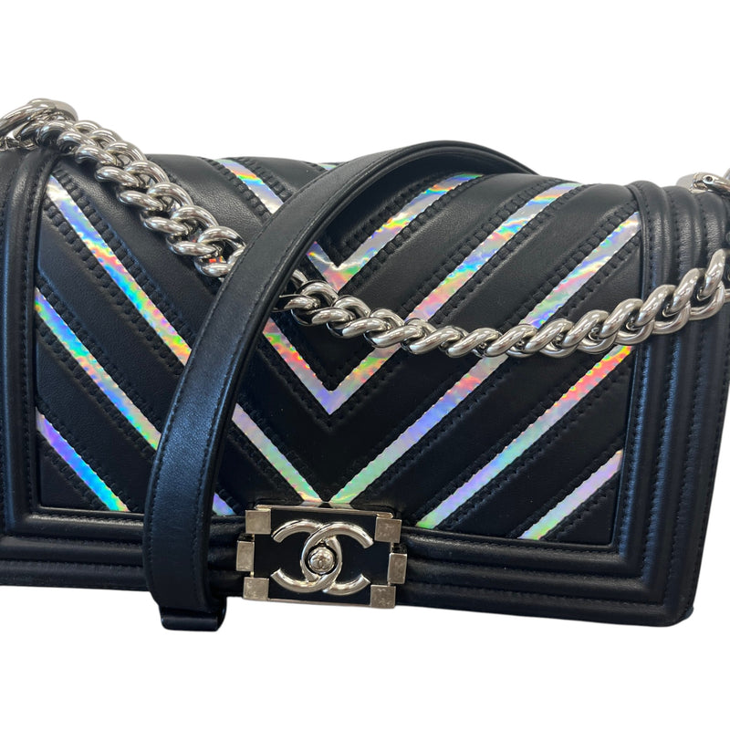 Women's Boy Chevron Lambskin Holographic Handbag Black