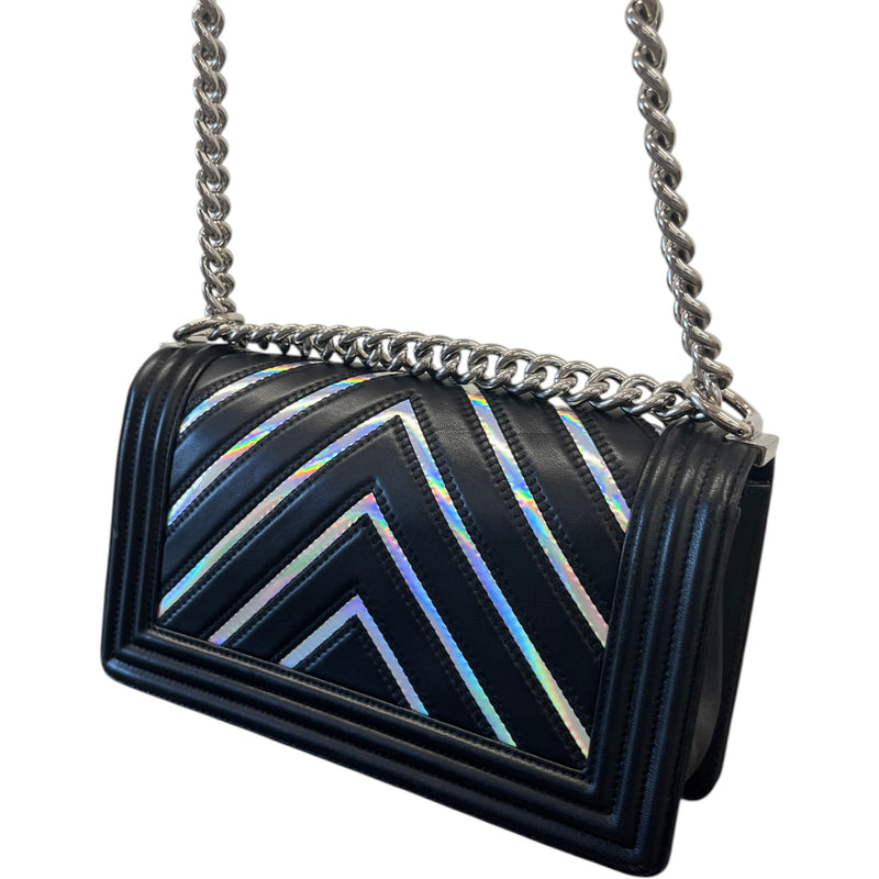 Women's Boy Chevron Lambskin Holographic Handbag Black