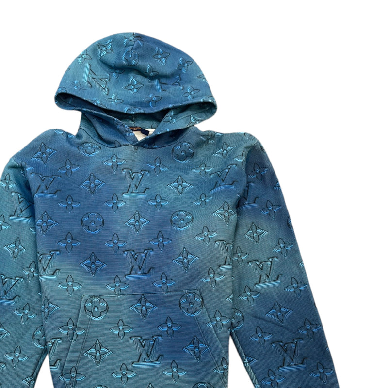 Men's 3D Monogram Illusion Hoodie Blue Size L