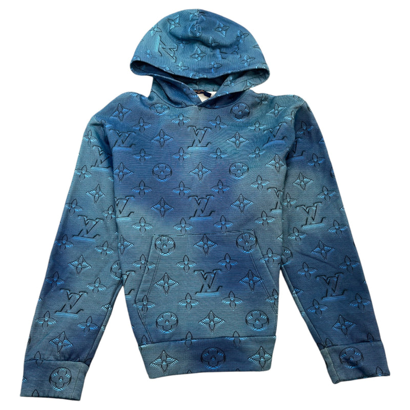Men's 3D Monogram Illusion Hoodie Blue Size L