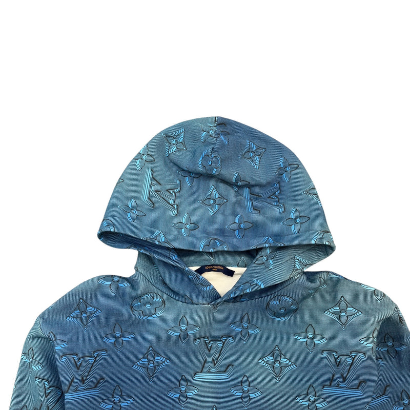 Men's 3D Monogram Illusion Hoodie Blue Size L