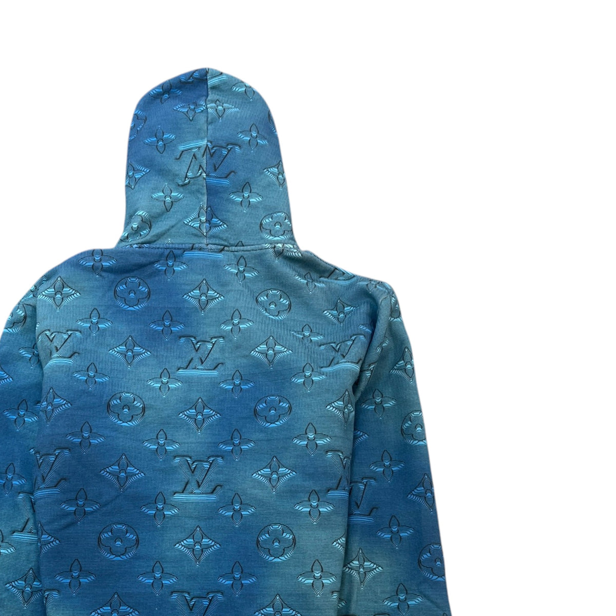 Men's 3D Monogram Illusion Hoodie Blue Size L - Photo 4