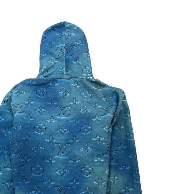 Men's 3D Monogram Illusion Hoodie Blue Size L