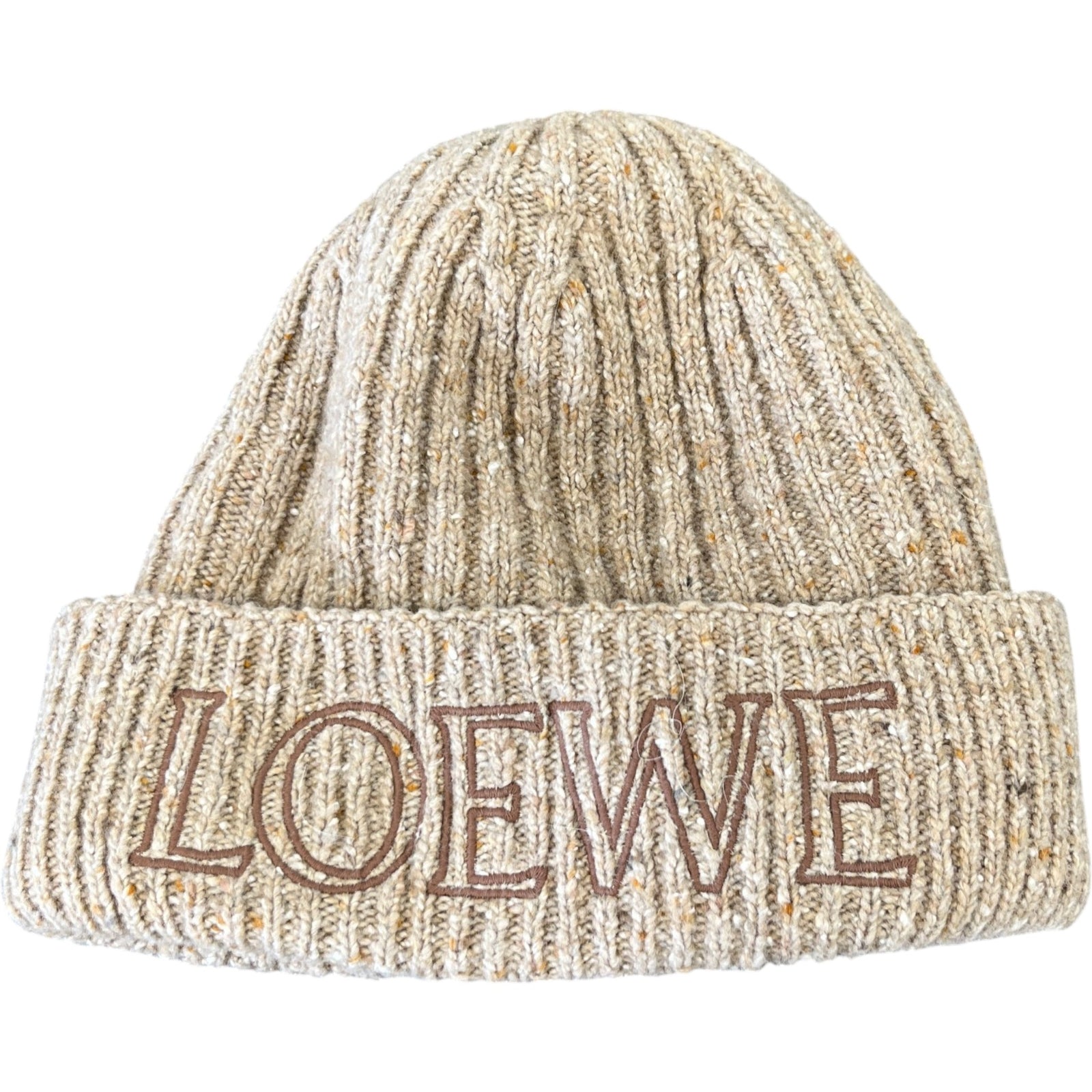 Women's Embroidered Logo Knit Beanie Hat Brown - Photo 1