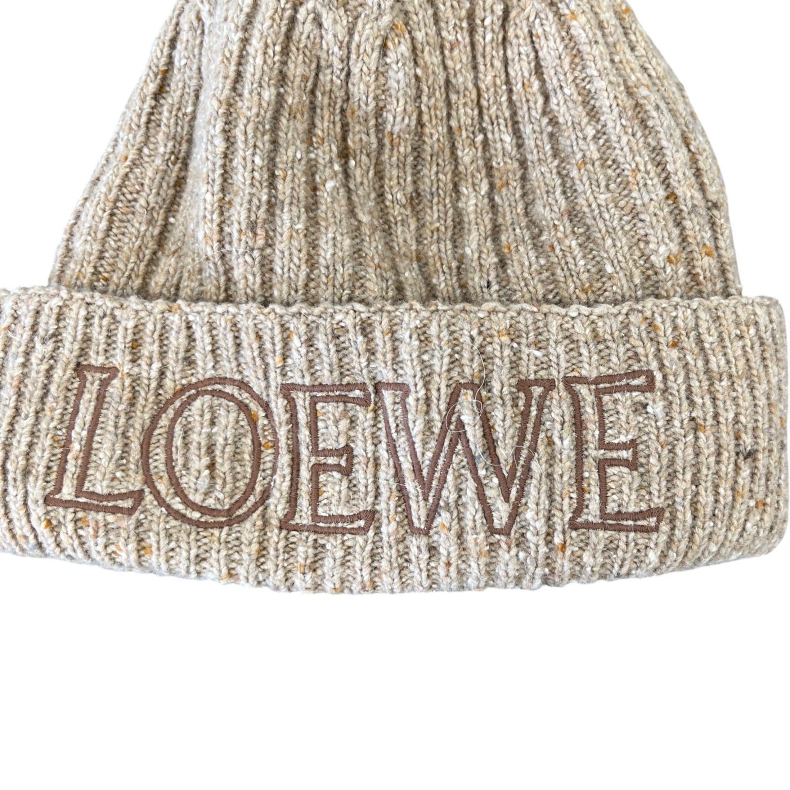 Women's Embroidered Logo Knit Beanie Hat Brown - Photo 5