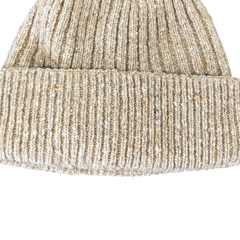 Women's Embroidered Logo Knit Beanie Hat Brown