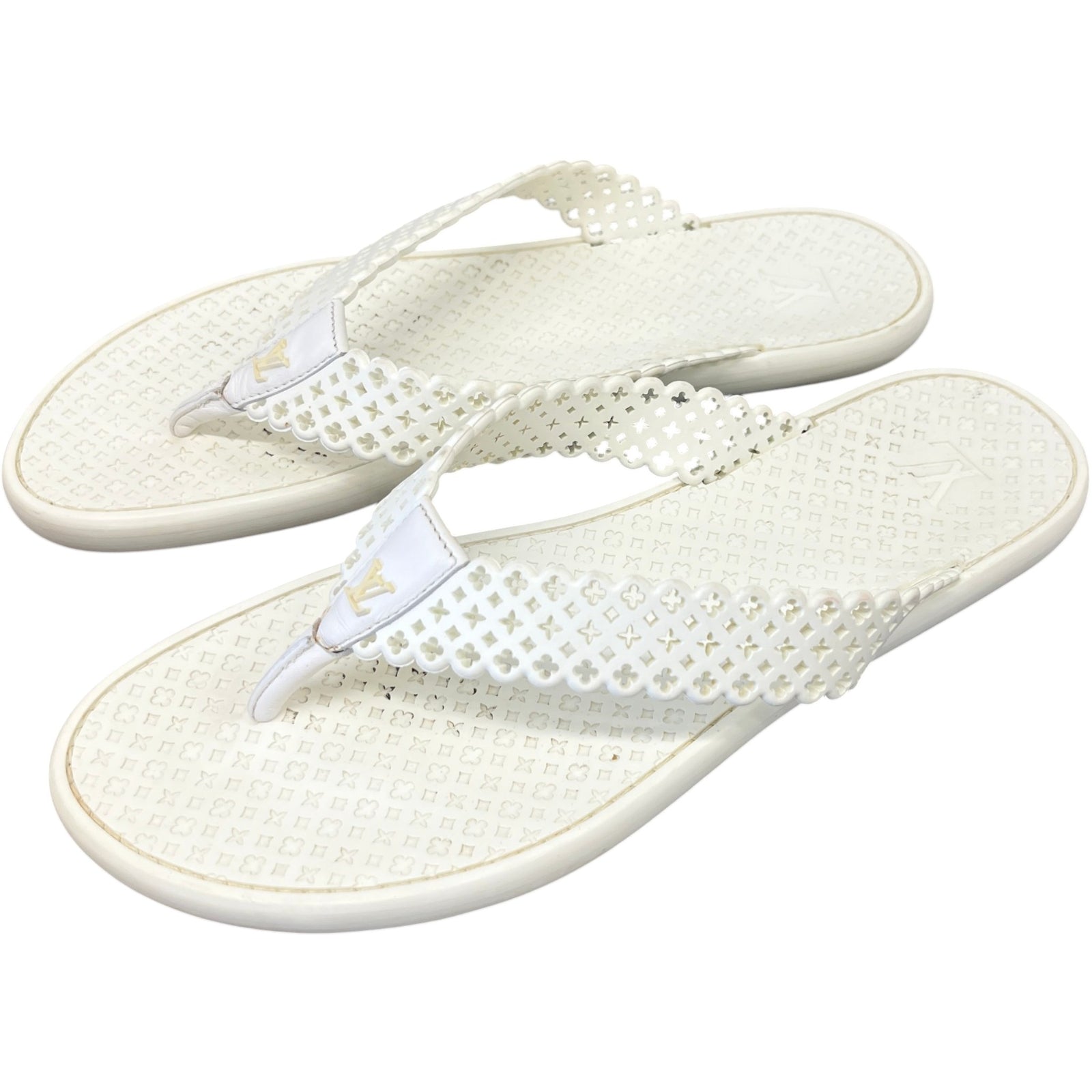 Women's LV Monogram Sandals White Size UK 6.5 / EU 39.5 - Photo 9