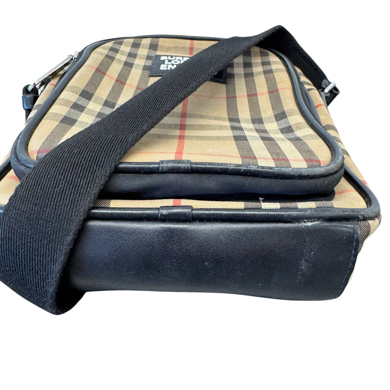 Men's Freddie Vintage Check Messenger Bag Beige