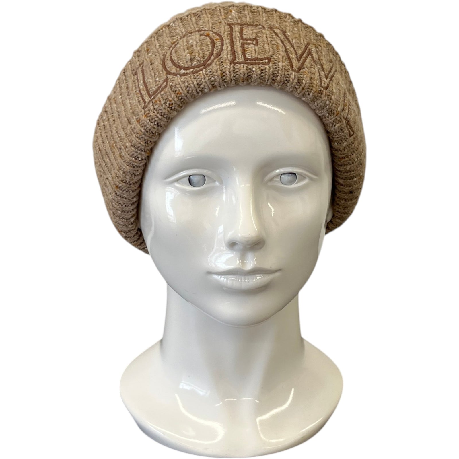 Women's Embroidered Logo Knit Beanie Hat Brown - Photo 2