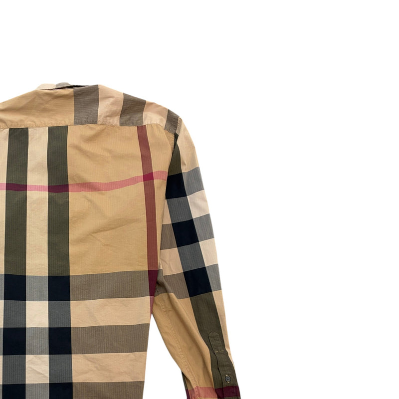 Men's Thornaby Check Button Down Long Sleeve Shirt Beige Size L