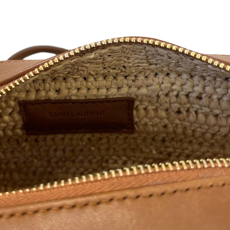 Women's Heart Raffia Crossbody Bag Brown