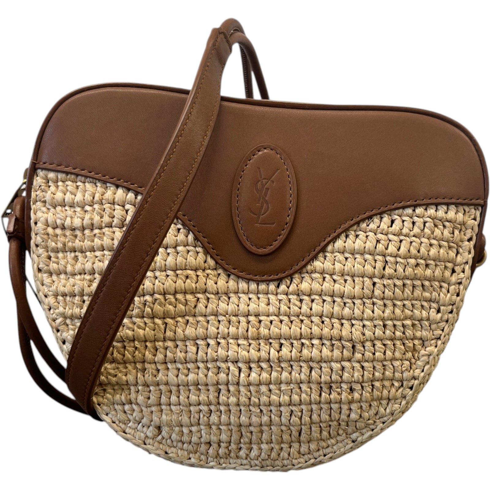 Women's Heart Raffia Crossbody Bag Brown - Photo 1