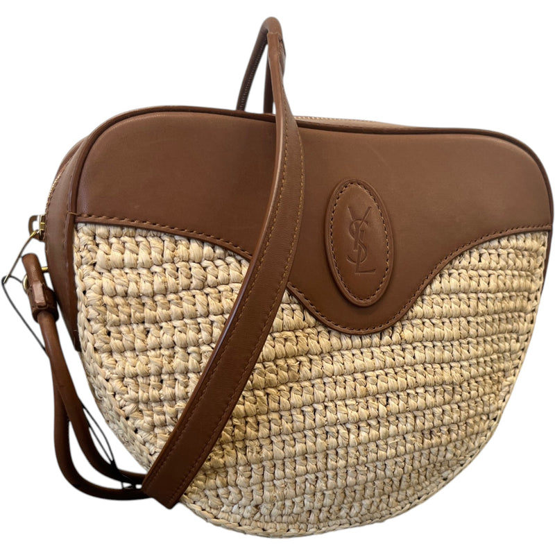 Women's Heart Raffia Crossbody Bag Brown