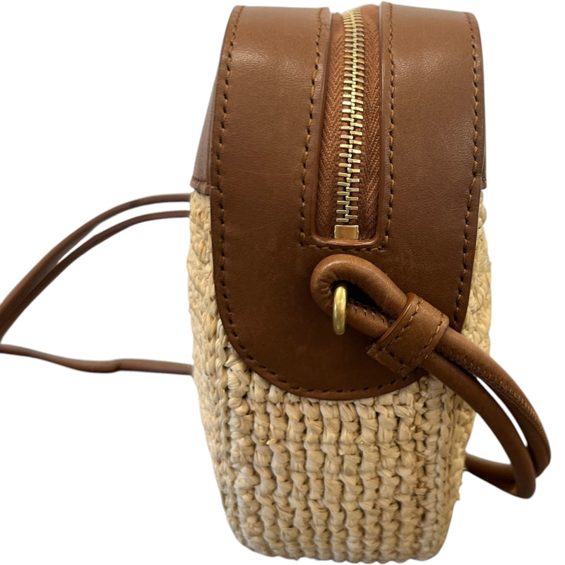 Women's Heart Raffia Crossbody Bag Brown