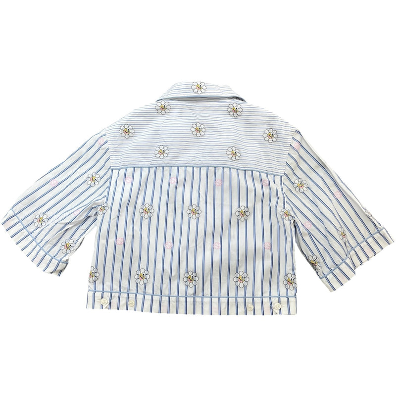 Women's Striped Daisy Gg Cropped Short Sleeve Shirt White Size XXS