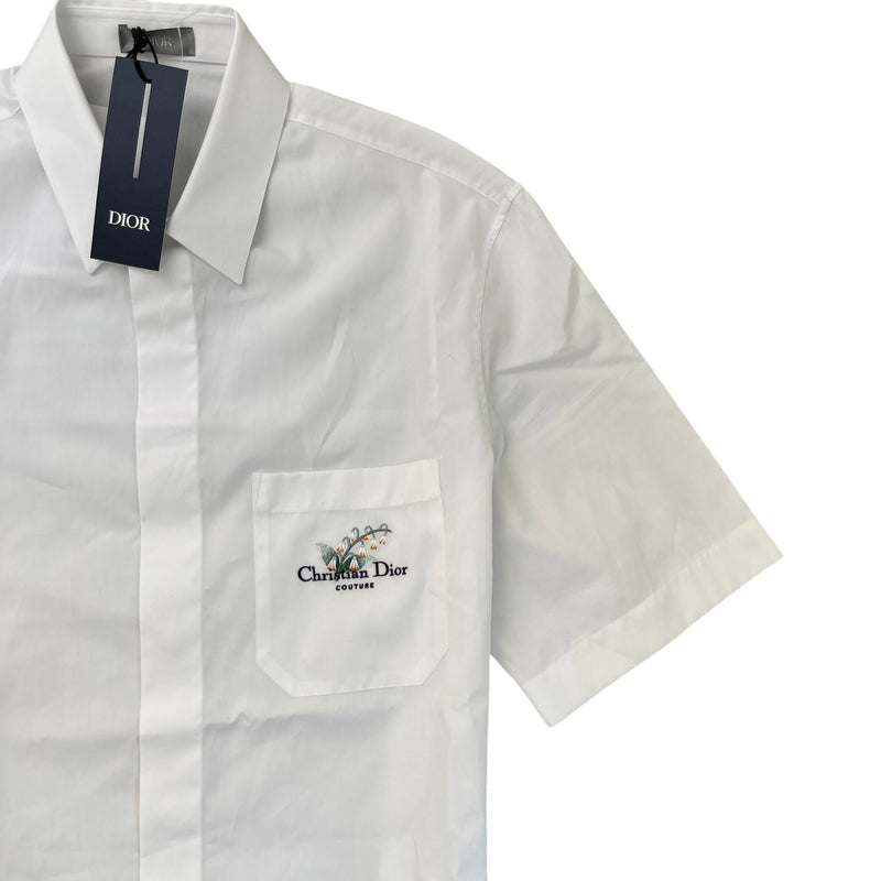 Men's Woven Embroidered Logo Shirt White Size S