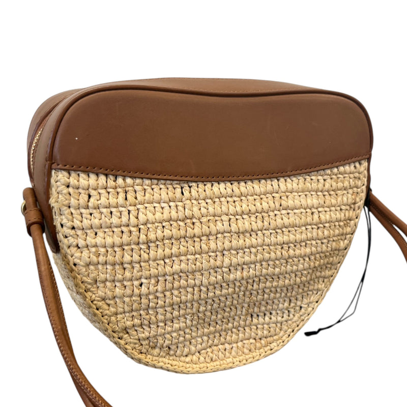 Women's Heart Raffia Crossbody Bag Brown