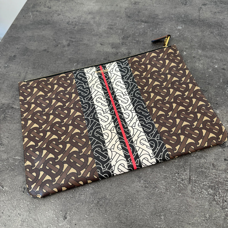 Tb Monogram Pouch Brown