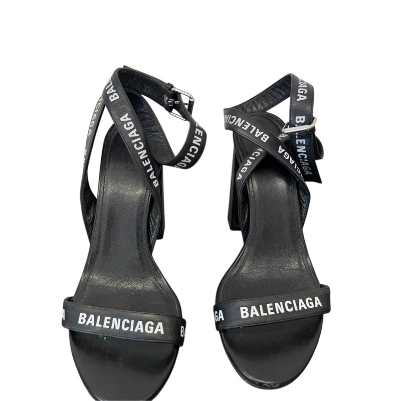 Women's Logo Strap Heels Black Size UK 4 / EU 37