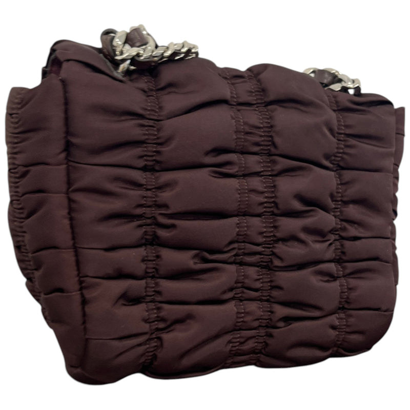 Women's Ruched Shell Quilted Lily Small Handbag Brown