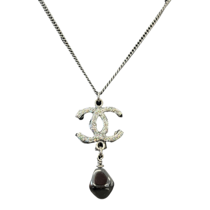Women's Cc Logo Pendent Necklace Black