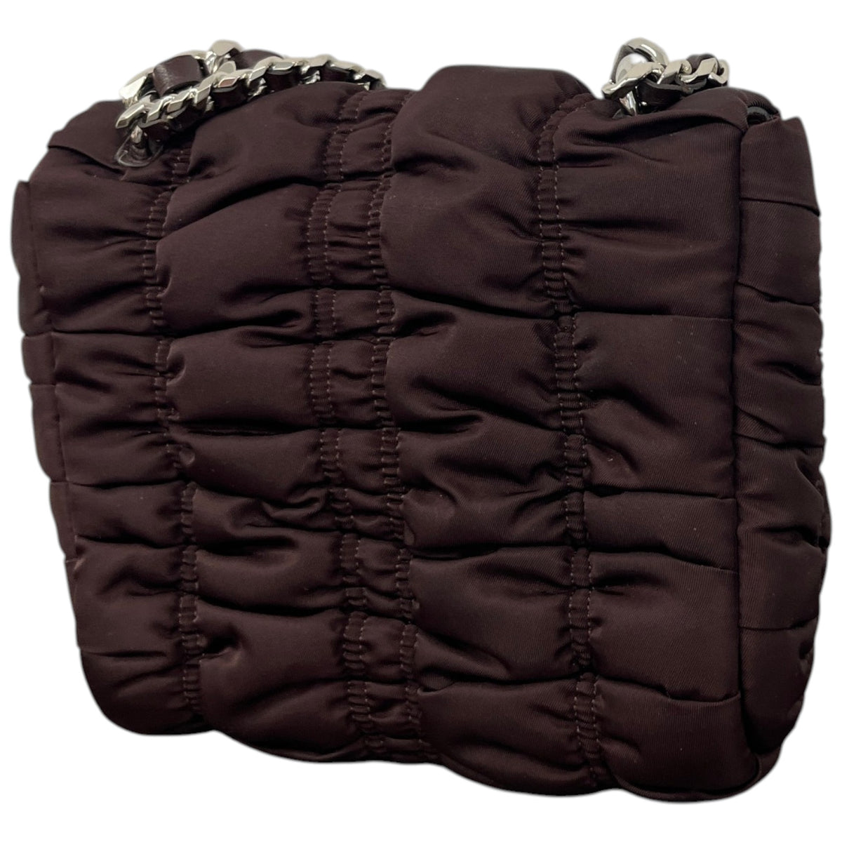 Women's Ruched Shell Quilted Lily Small Handbag Brown - Photo 8