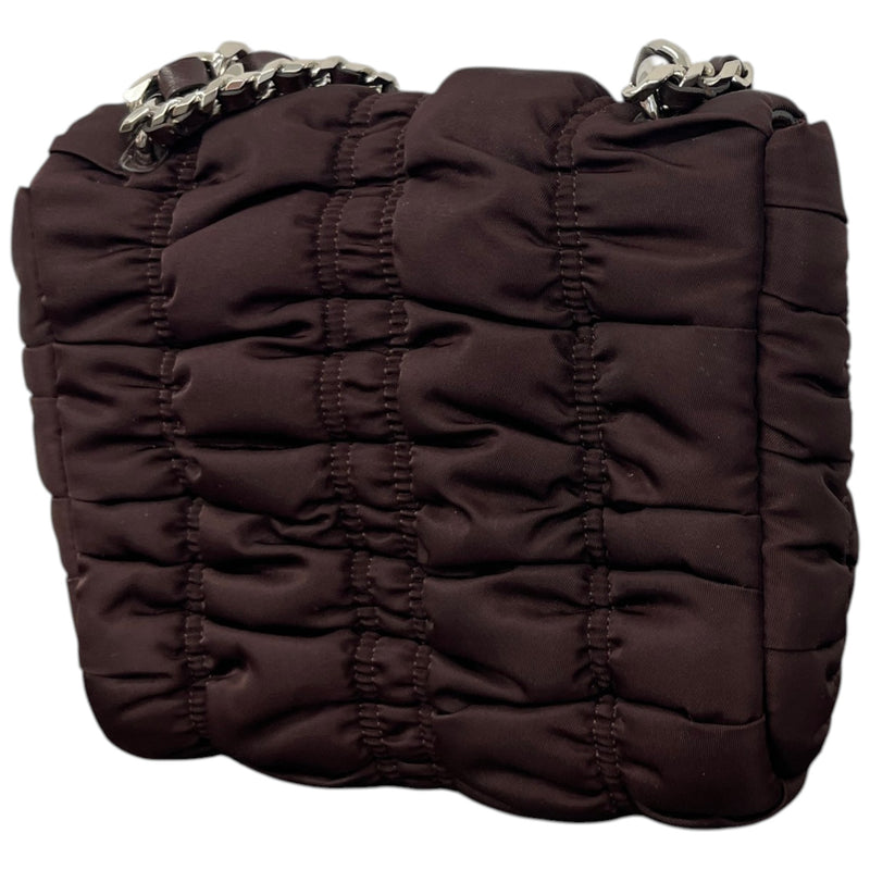 Women's Ruched Shell Quilted Lily Small Handbag Brown