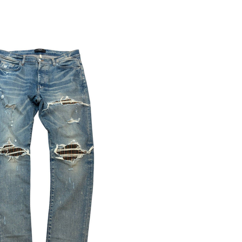 Men's Distressed Plaid Mx1 Jeans Blue Size XL / W36