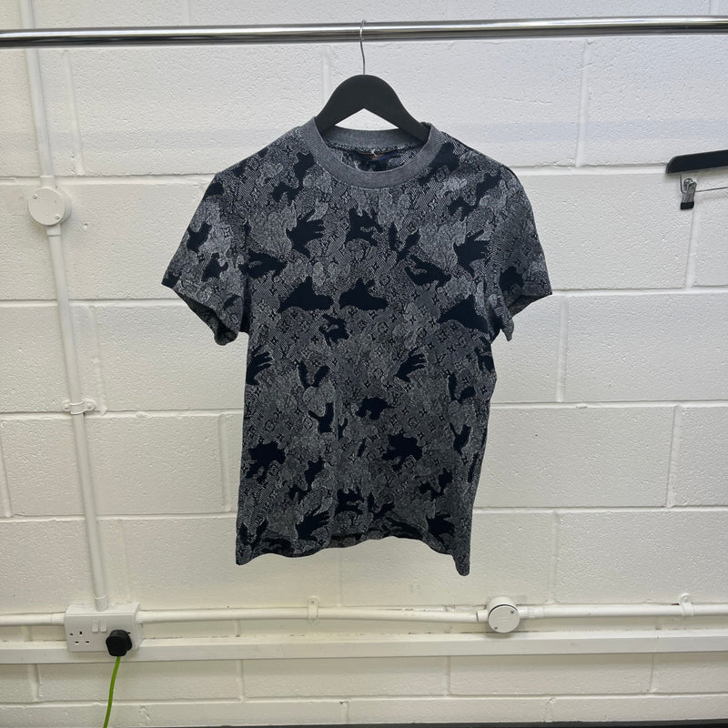 Men's Monogram Camouflage Jacquard T-Shirt Grey Size XS