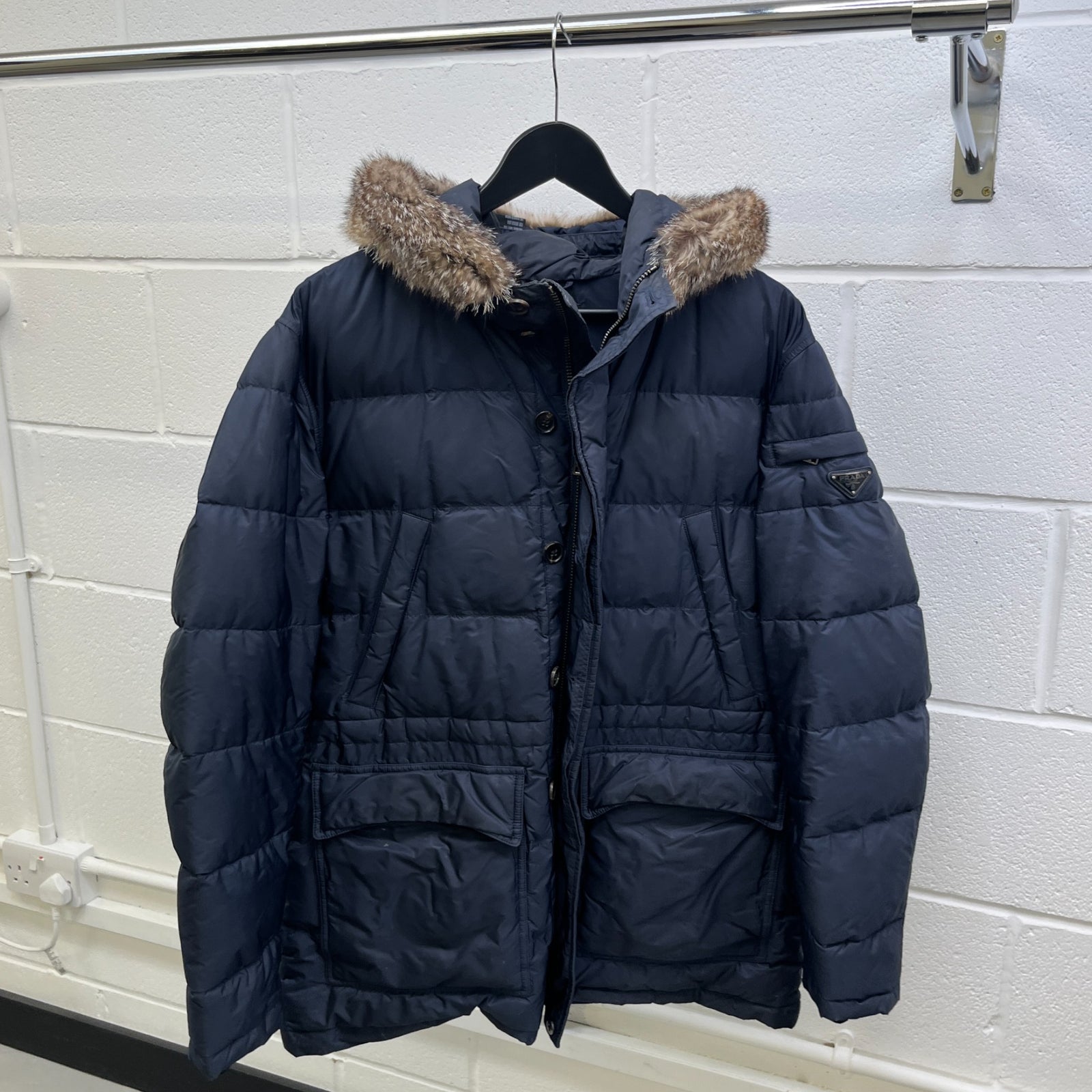 Men's Plaque Logo Down Jacket Navy Size IT 48 / M - Photo 9