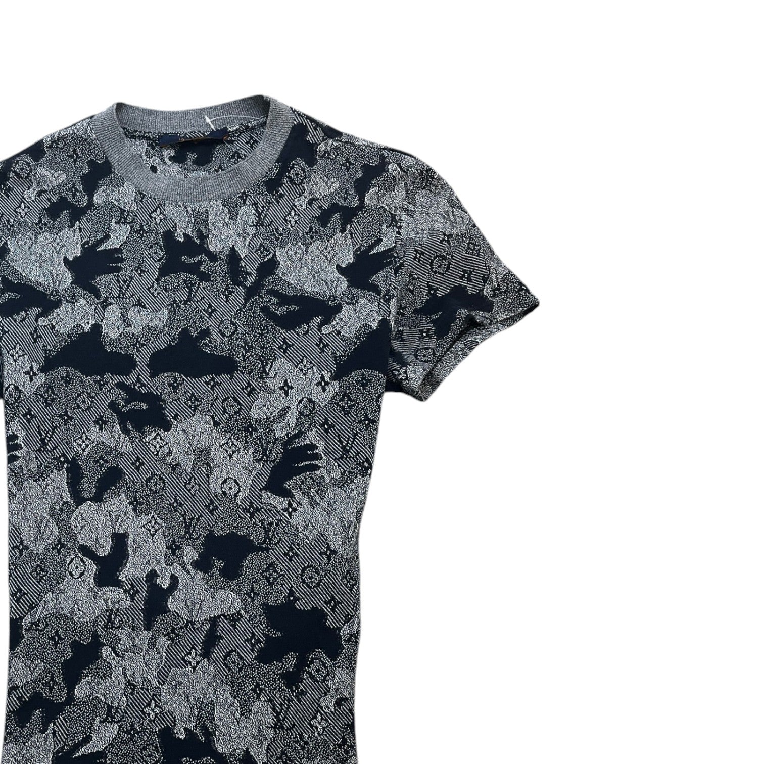 Men's Monogram Camouflage Jacquard T-Shirt Grey Size XS - Photo 3
