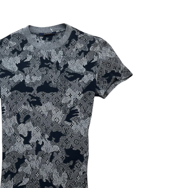 Men's Monogram Camouflage Jacquard T-Shirt Grey Size XS