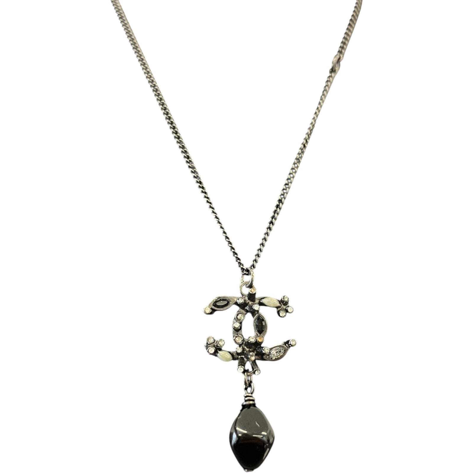 Women's Cc Logo Pendent Necklace Black - Photo 3