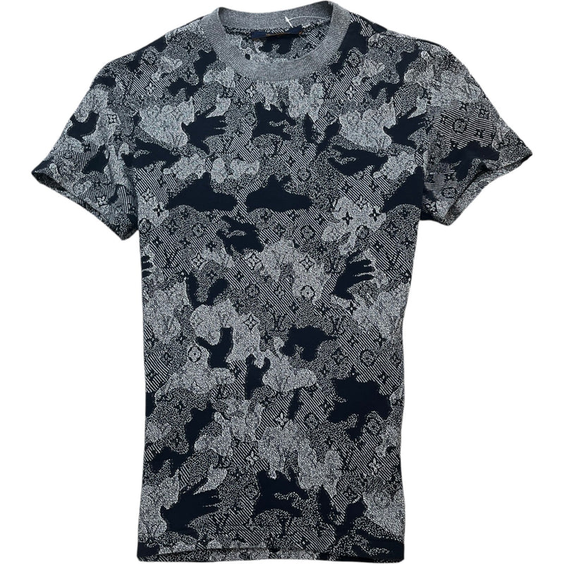 Men's Monogram Camouflage Jacquard T-Shirt Grey Size XS