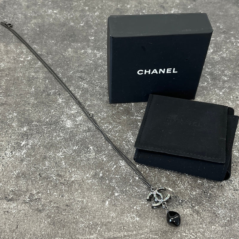 Women's Cc Logo Pendent Necklace Black