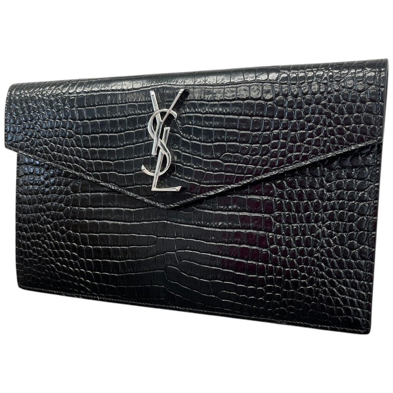 Women's Crocodile Embossed Uptown Clutch Black