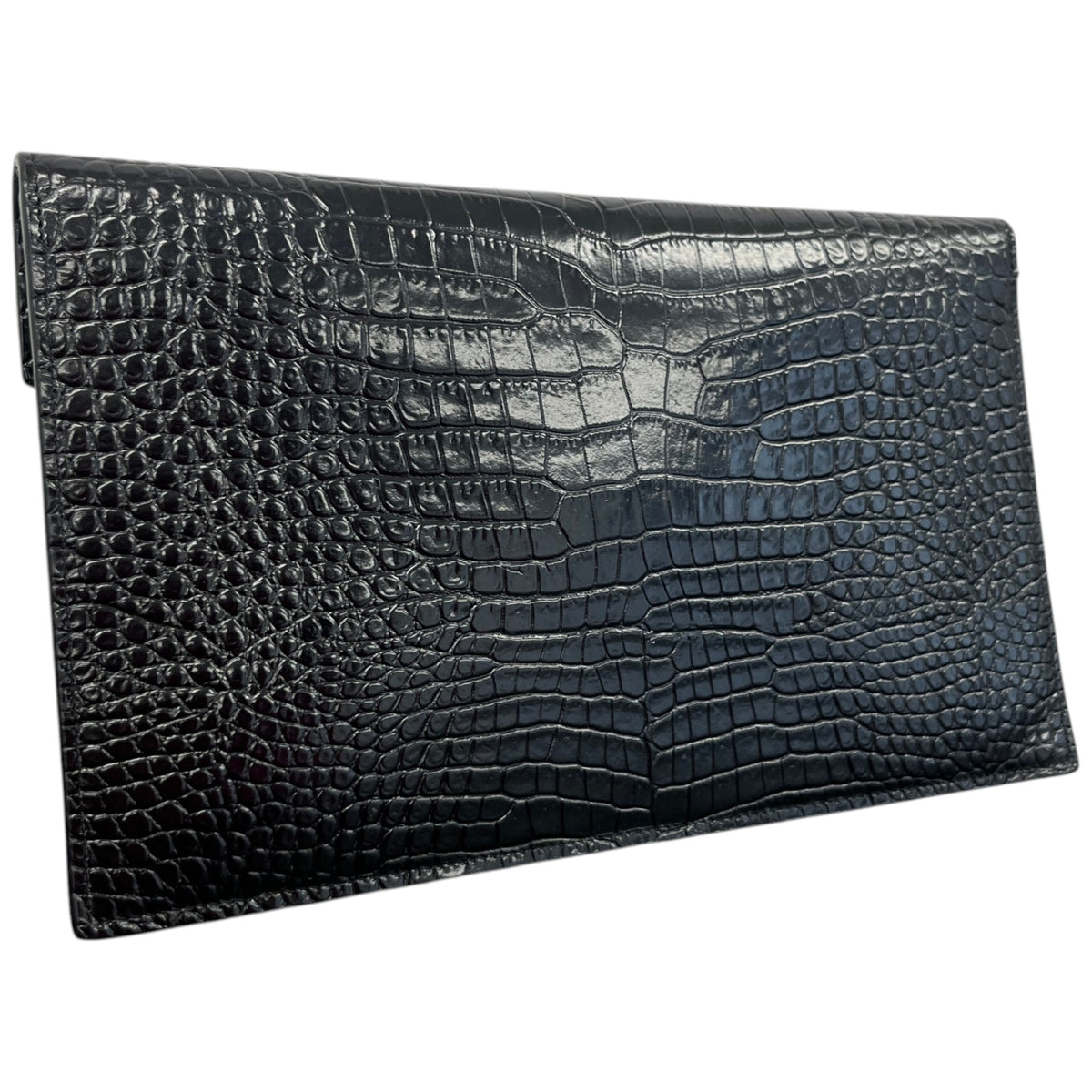 Women's Crocodile Embossed Uptown Clutch Black - Photo 5