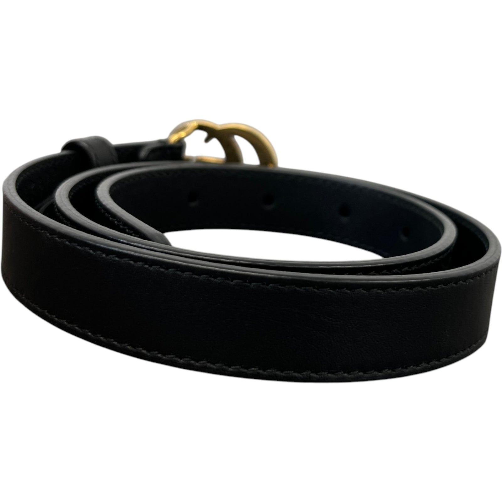 Women's Gg Marmont Thin Belt Black Size Waist 26" - Photo 2