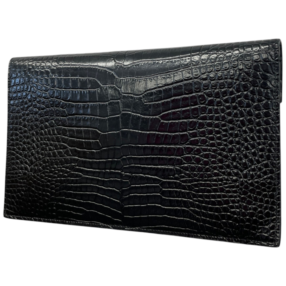 Women's Crocodile Embossed Uptown Clutch Black - Photo 6