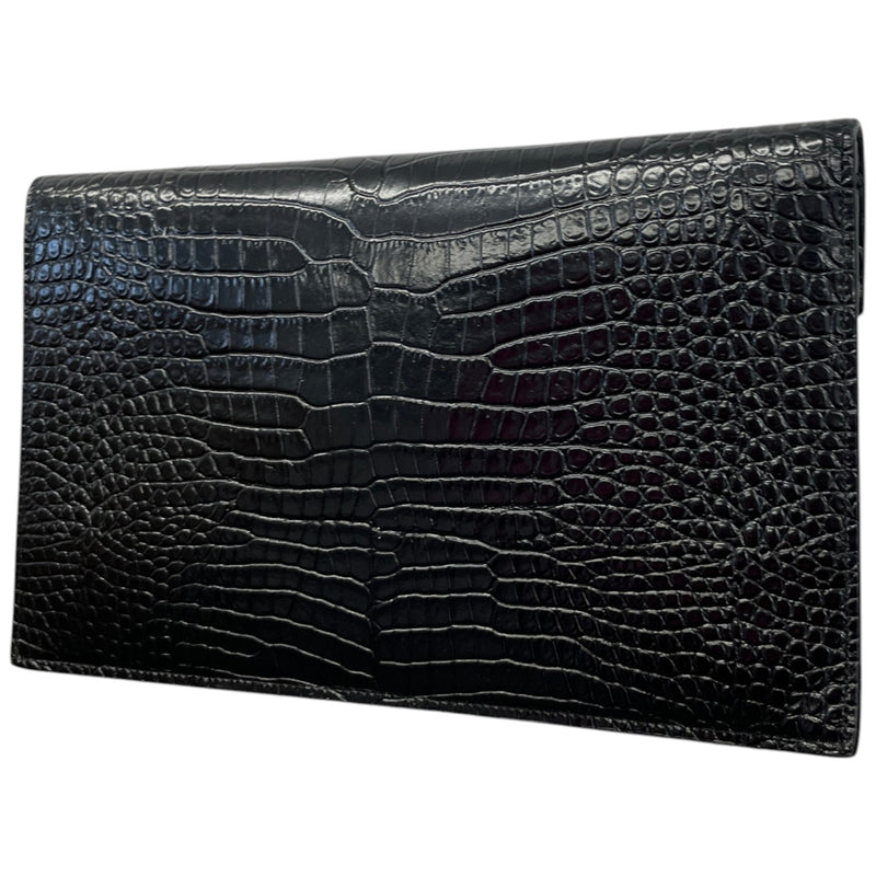 Women's Crocodile Embossed Uptown Clutch Black