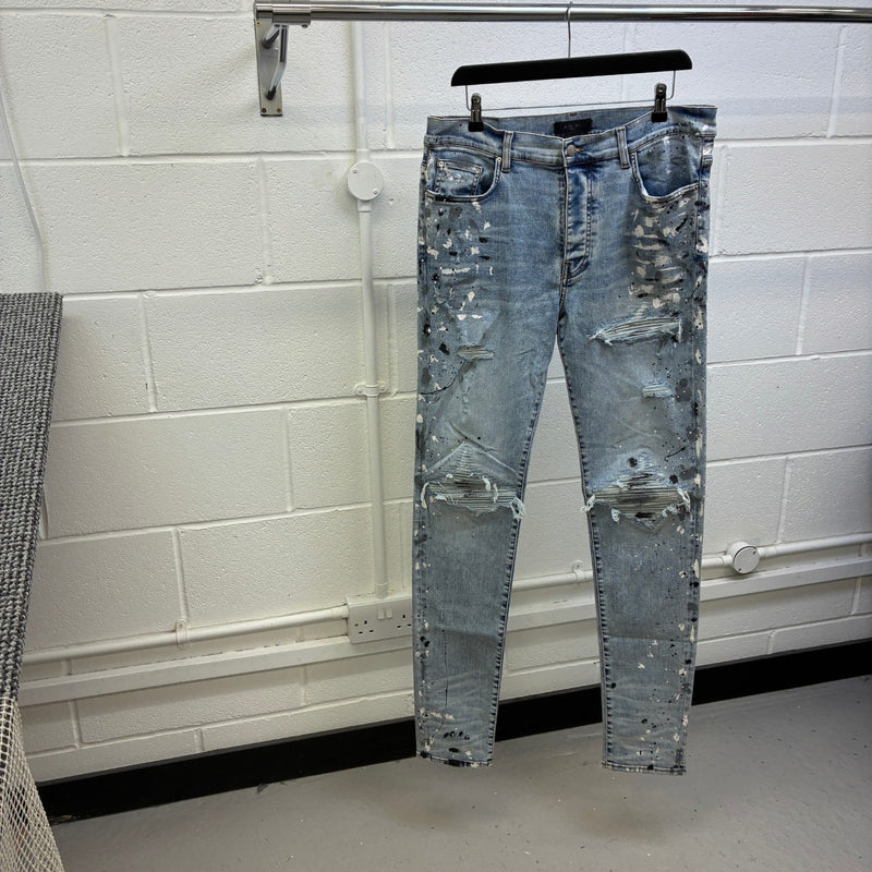 Men's Paint Splatter Mx1 Jeans Blue Size XL / W36