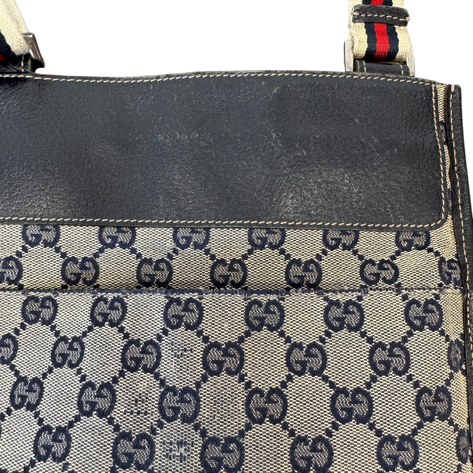 Men's Gg Supreme Web Messenger Bag Navy - Photo 5