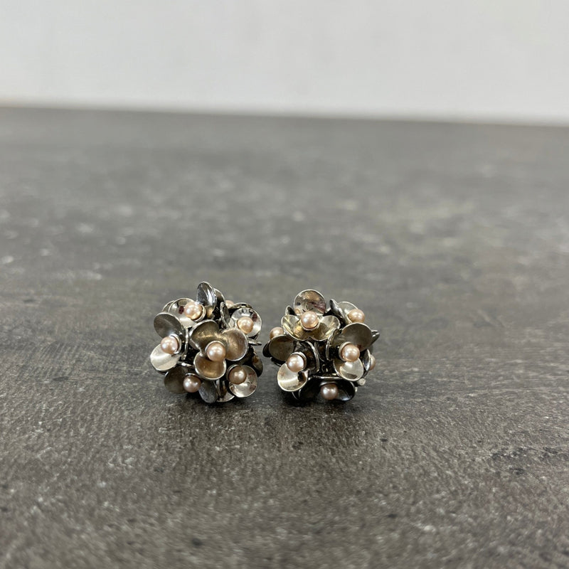 Women's Multi Tiered Floral Earrings Silver