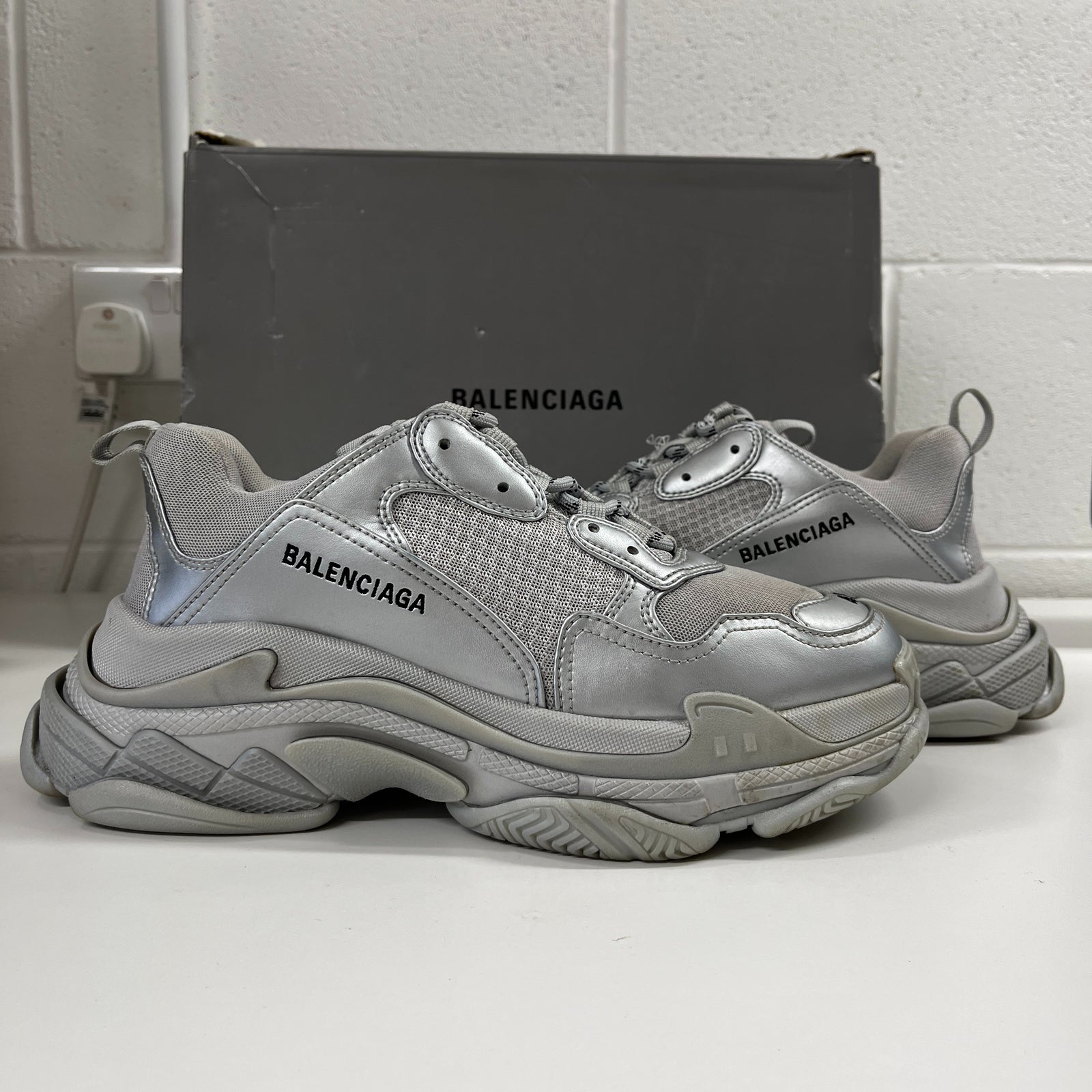 Men's Triple S Low Trainers Silver Size EU 42 / UK 8 - Photo 12