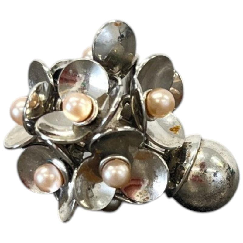 Women's Multi Tiered Floral Earrings Silver